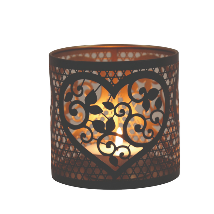 Aroma Black Heart Tealight Wax Melter and Candle Holder