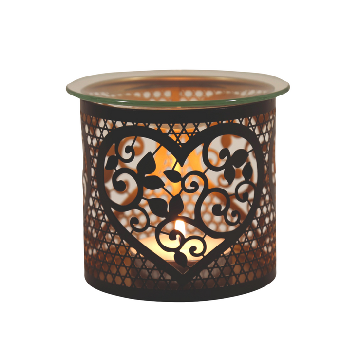 Aroma Black Heart Tealight Wax Melter and Candle Holder