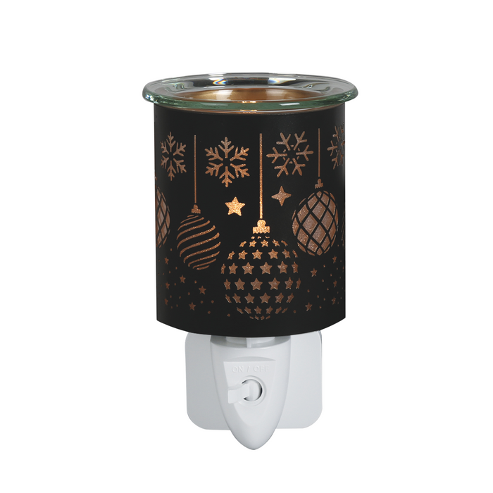 Aroma Black & Gold Christmas Baubles Electric Plug In Wax Melt Warmer