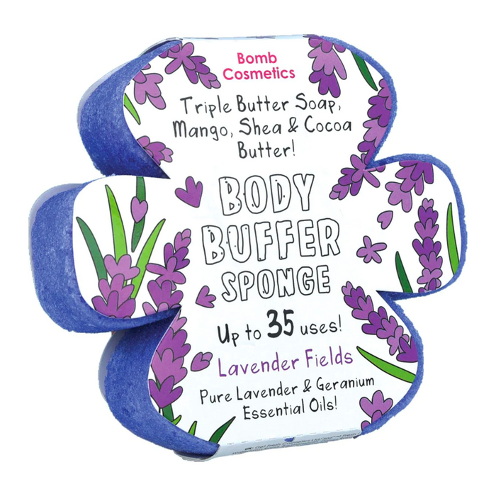 Bomb Cosmetics Lavender Fields Body Buffer Soap Sponge