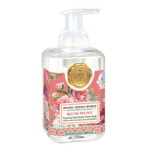 Michel Design Works Blush Peony Foaming Shea Butter Hand Soap, 530ml, Decorative Floral Packaging, Peony and Mandarin Scent, Luxury Hand Soap