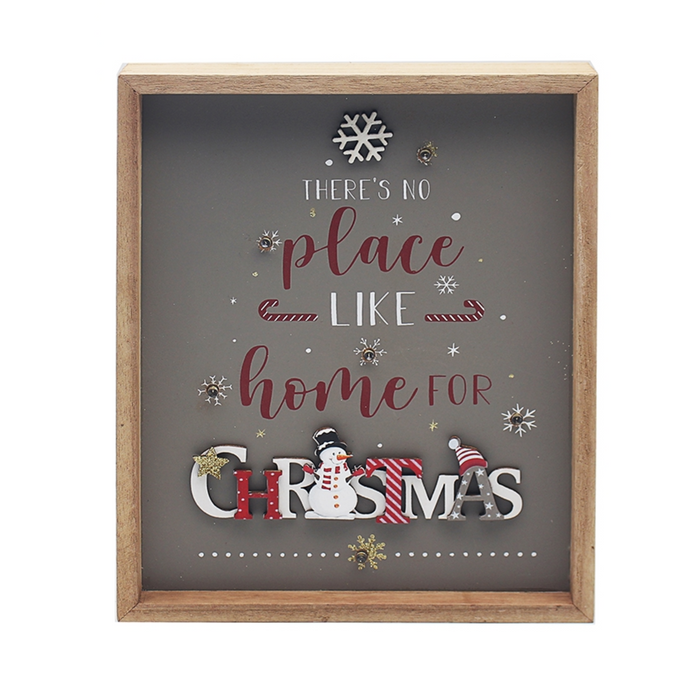 Christmas Wooden Framed Plaque With LED Lights Decoration