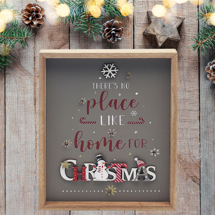 Christmas Wooden Framed Plaque With LED Lights Decoration