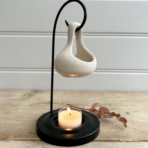 Photo of a Tear Drop Style Wax Melt Warmer in the colour 'Cream' from Little House of Fragrance