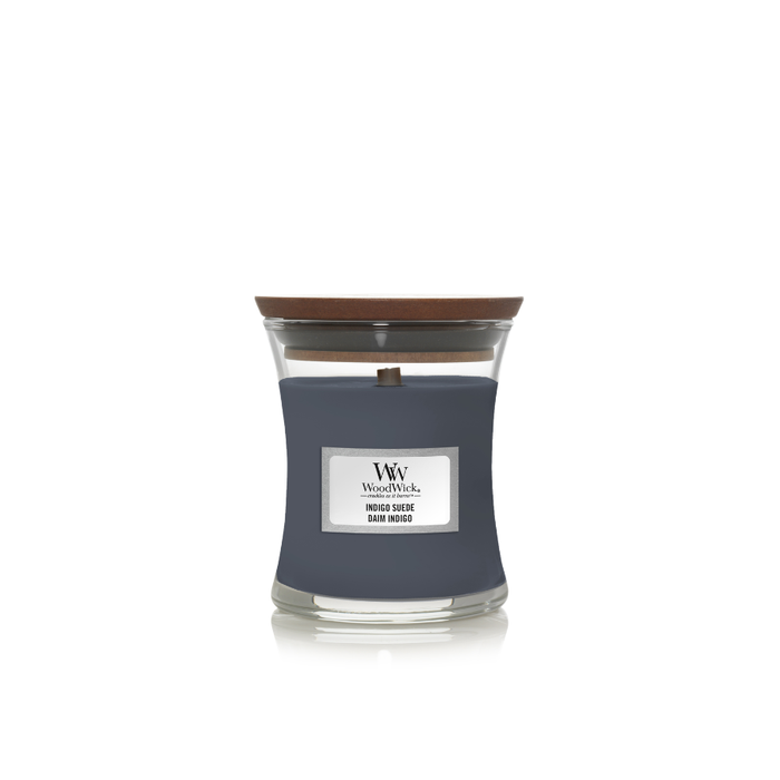 WoodWick Indigo Suede Mini Hourglass Jar Candle