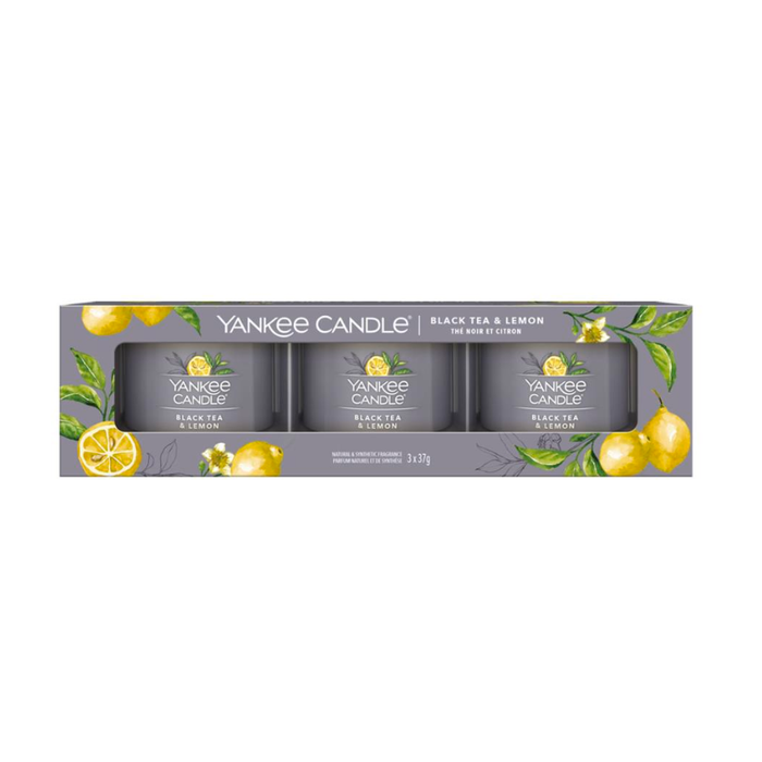 Yankee Candle Black Tea & Lemon 3 Signature Filled Votive Set