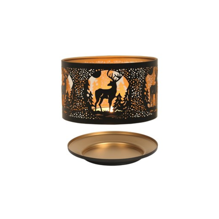 Aroma Silhouette Black Stag Candle Shade & Tray Set